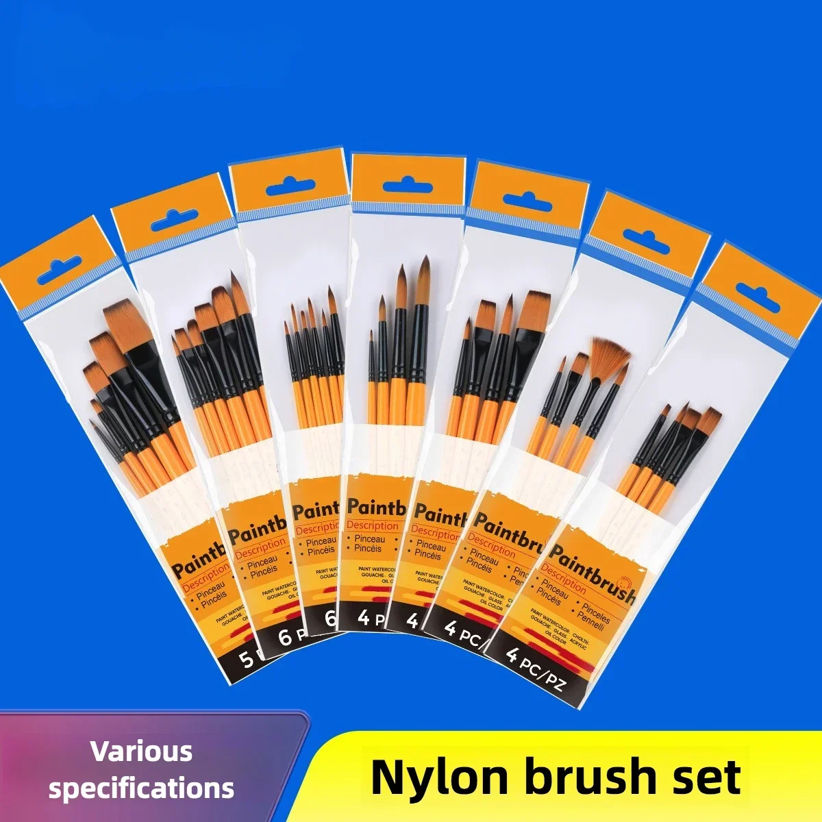 4/5/6-piece Premium Nylon Brush Set for Oil, Watercolor, Gouache,Acrylic Paints, Flat, round, fan-shaped Art Painting Brush Kit
