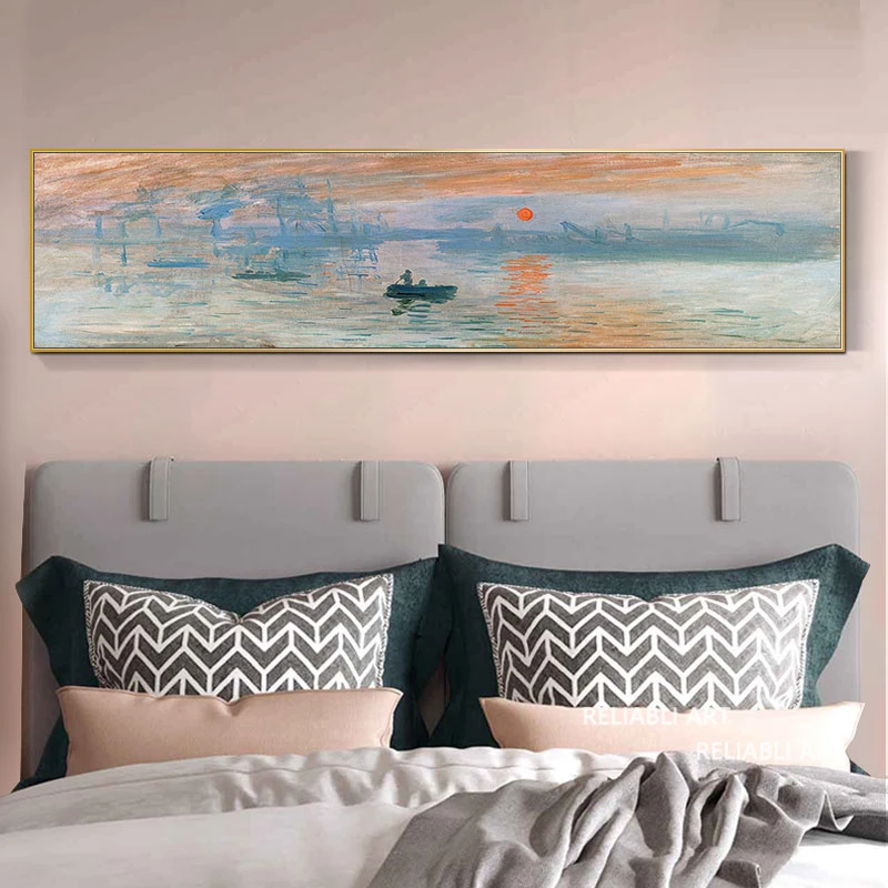 Classic Sunrise Impression Bedroom Decoration Wall Art Bedside Background Posters Prints Monet Van Gogh Famous Painting Cuadros