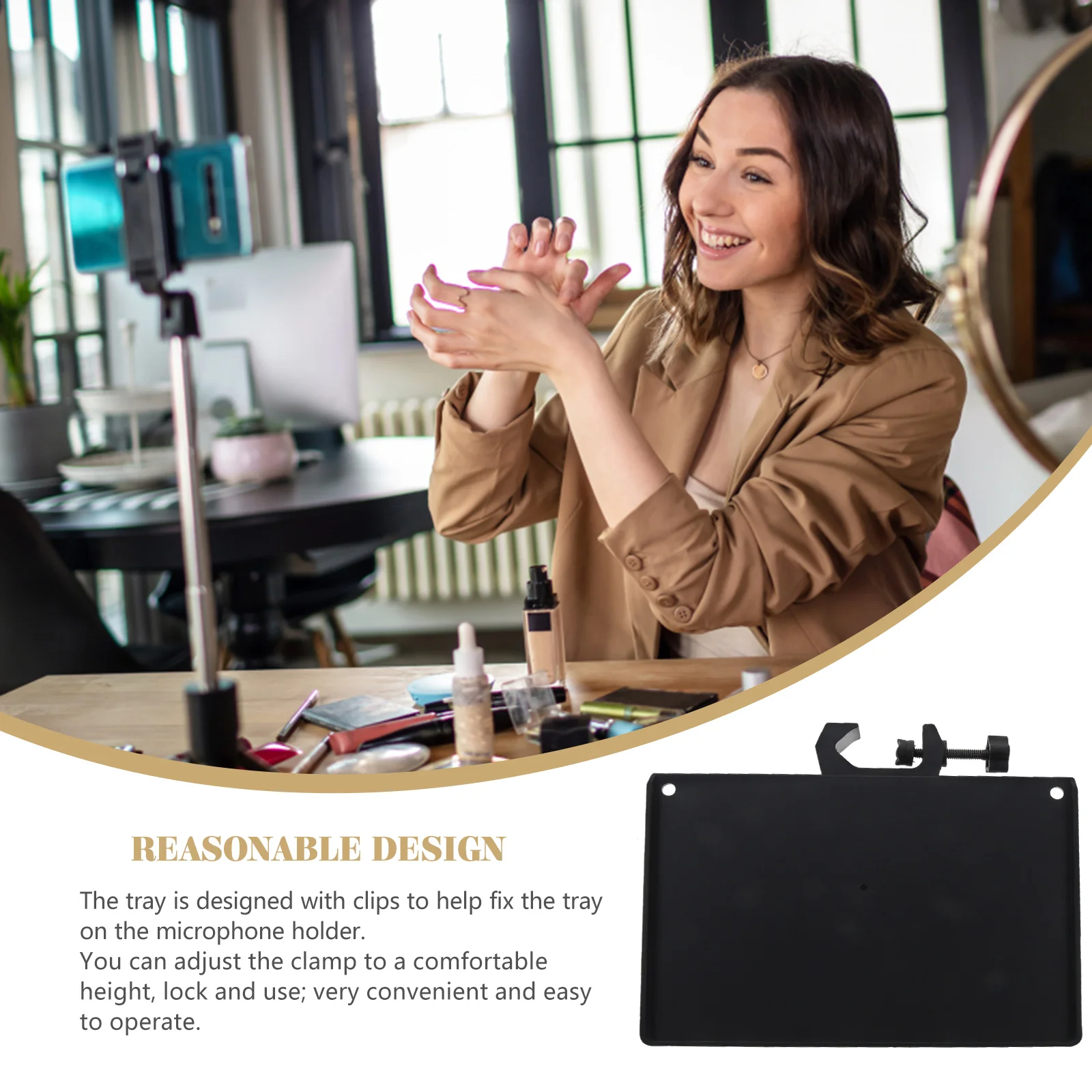 

Cell Phone Tripod Microphone Sound Card Tray Work Rack Metal Stand Holder