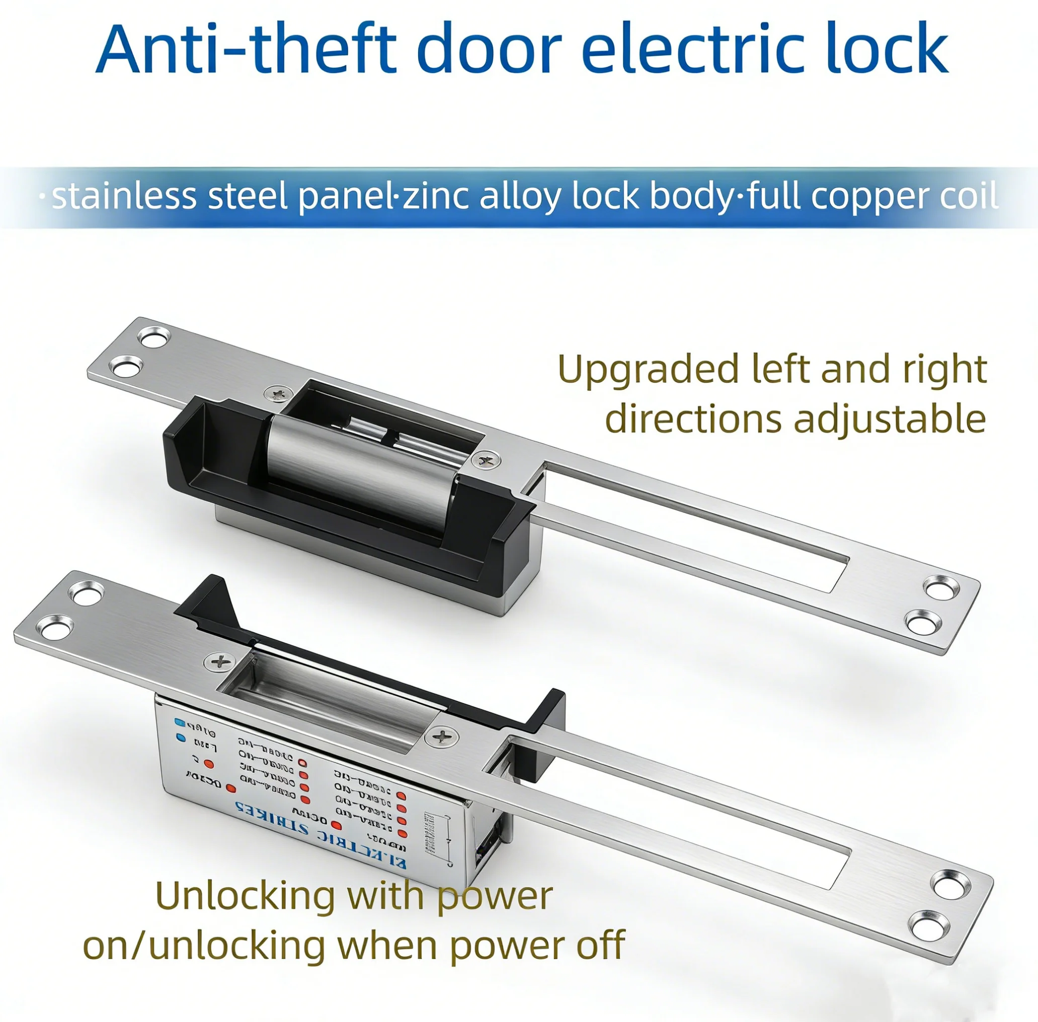 12V Short Electric Strike Lock NC Access Control Electric Door Lock Power-to-Unlock for Security Systems