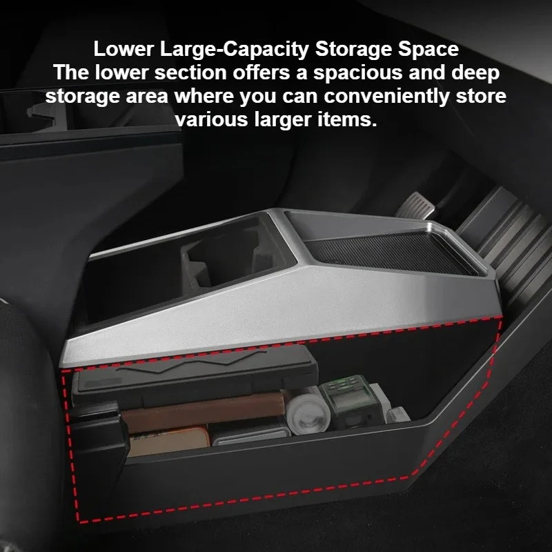 Für Tesla Cybertruck 2024-2026 Center Konsole Unter Lagerung Box Wasser Tasse Halter Unterstützung Organisation Fach ABS Auto Zubehör – Detail 5