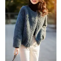 Wearing Granular Velvet Long Sleeved Small Fragrant Style Jacket for Women with a Round Neck and Solid Color New Trend