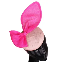Wedding Sinamay Birde Millinery Cap 4-Layer Linen Wedding Bow Fascinator Hat With Hair Band Cocktail Ladies Hair Accessories