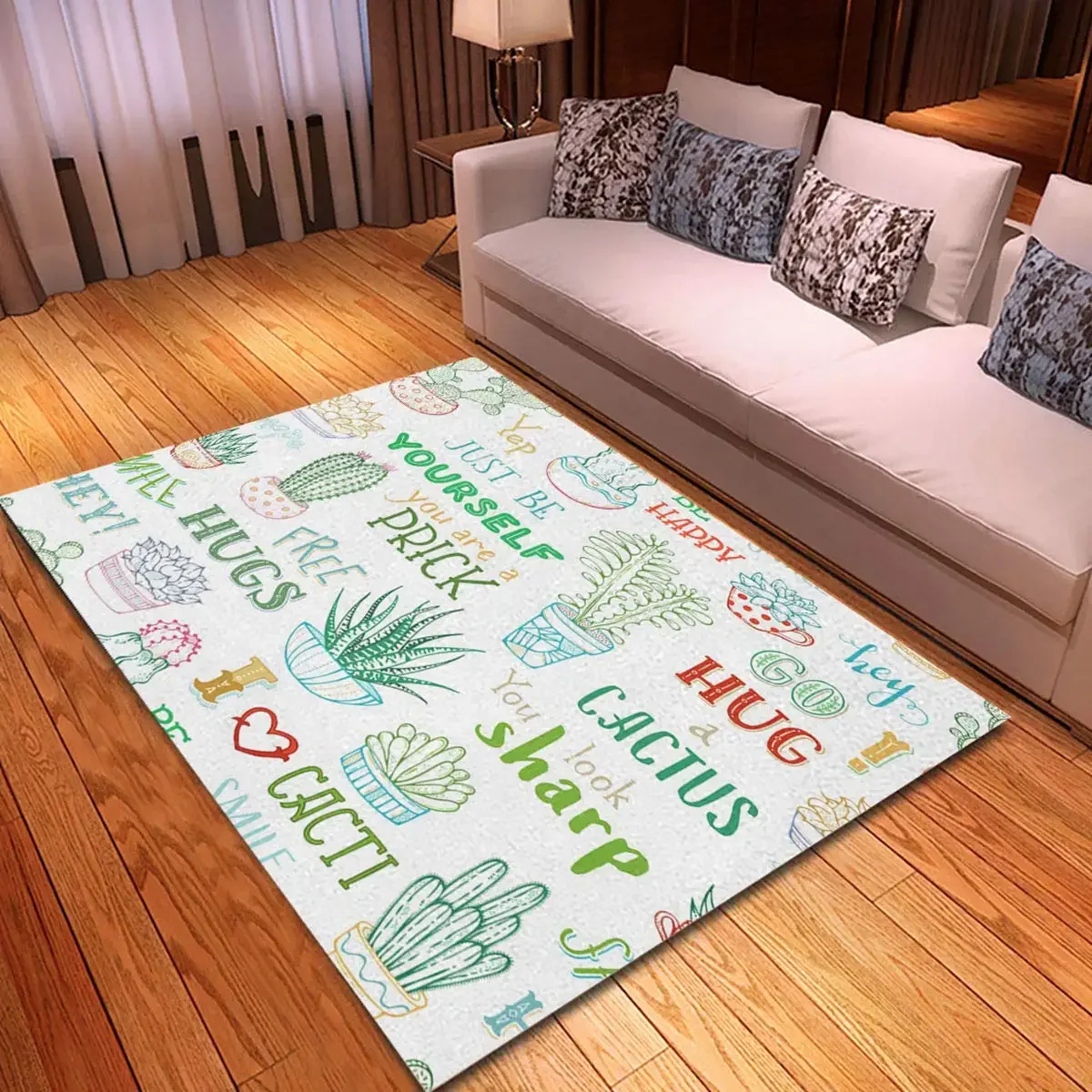 Cactus Succulent Carpet Cartoon Watercolor Style Are Rug Tropical Plant Floor Mat Non-slip Mats Home Living Room Bedroom Doormat