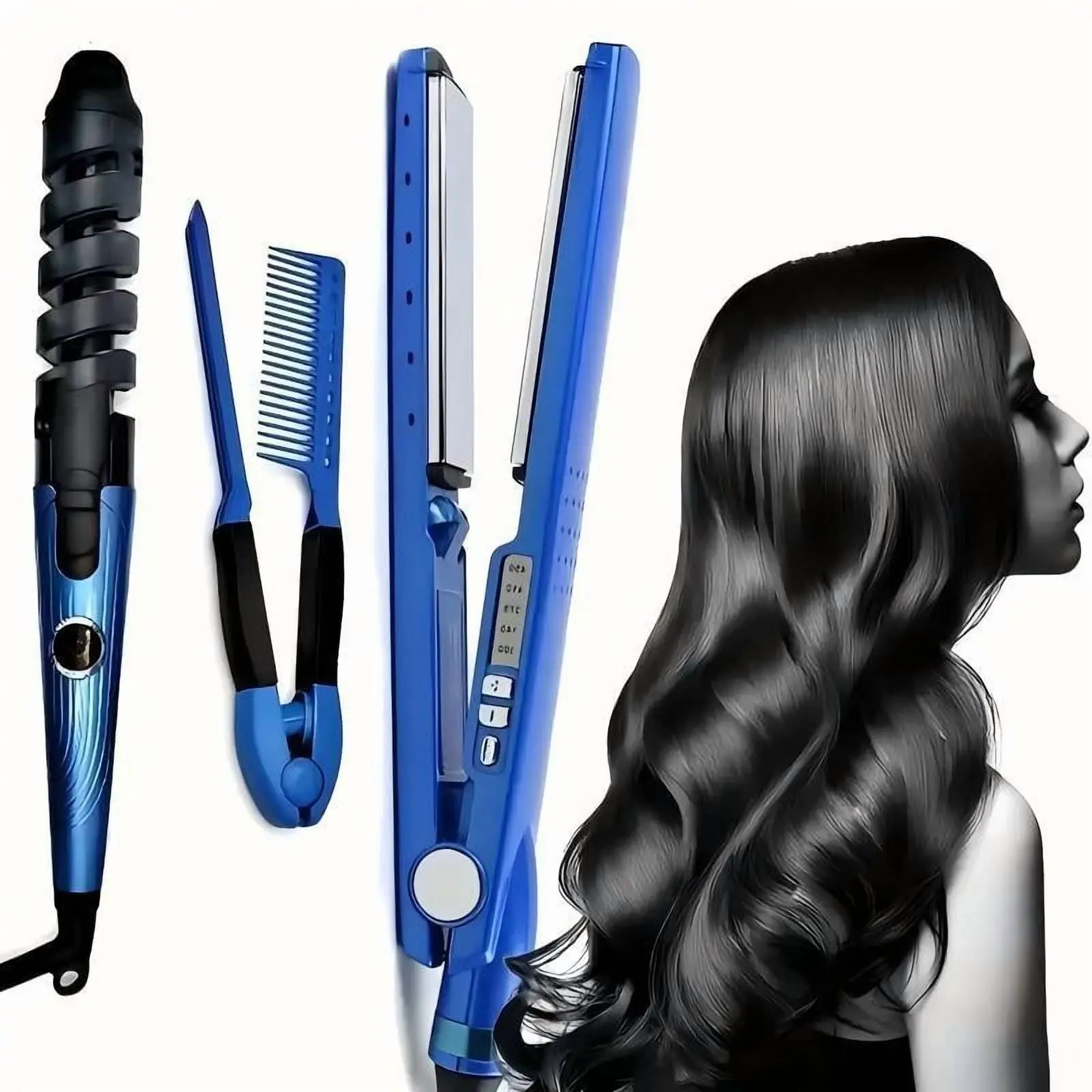 3-Piece Curling Iron Set for Women, Interchangeable Curling Wand Set with 3 Styling Barrels, Hair Curler for Loose Waves, Defined Curls & Different Hairstyles, Portable Hair Styling Tool for Home, Travel & Daily Use, Gift for Women