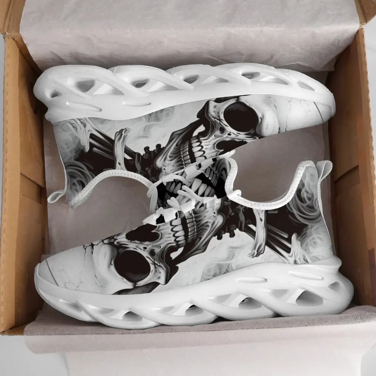 

Spring Flats Men Shoes Cool Punk Skull Design Casual Men's Sneakers Summer Boys Lace-up Walking Footwear Zapatillas Plus Size 48