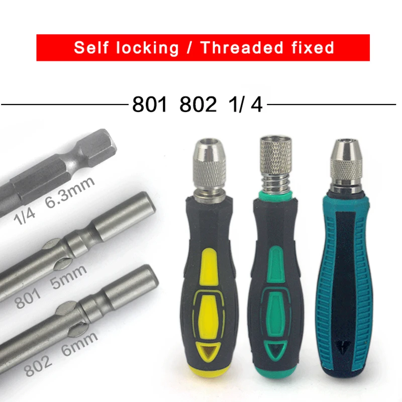 801 802 Screwdriver Bit Handle PP+PVC For 6MM 5MM 1/4\