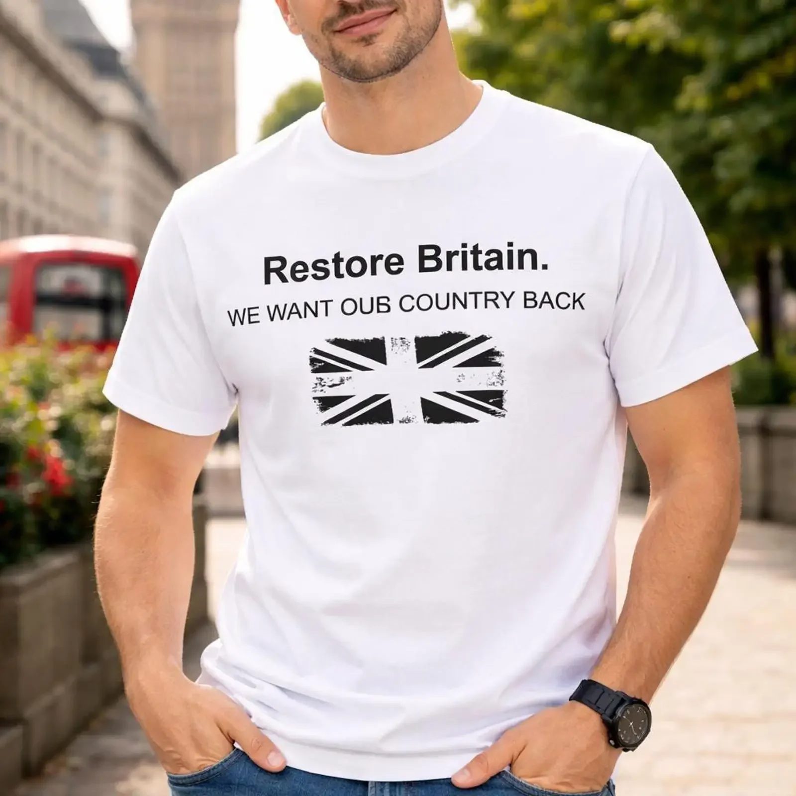 British Pride T Shirt Restore Britain  vintage Washed Casual streetwear Breathable Slightly Stretched Unisex fashion