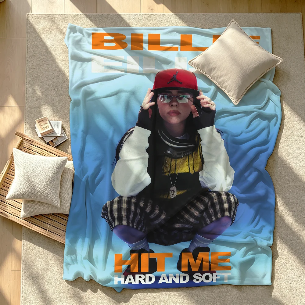 Singer B-Billie Eilish Blanket Soft Warm And Thick Perfect For Bedroom Living Room Bed Sofa Camping Picnic Office Gift