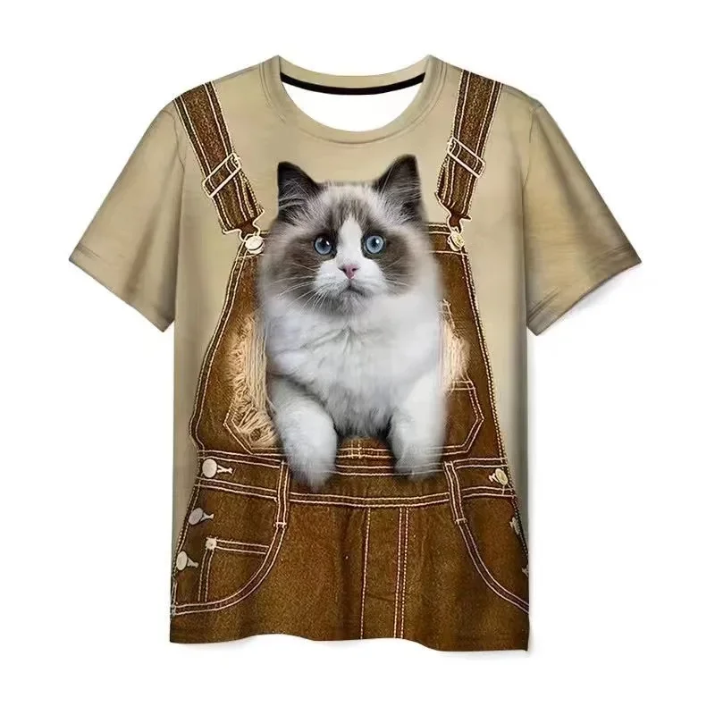 Summer New Cute Cat 3DT Shirt Casual Short Sleeve Print Fashion Trend Factory Direct Sales Comfortable Cool Short Sleeve T-shirt