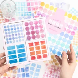 Basic Watercolor Sticker Collection Decorative Adhesive Sticker Dot Stick Diy Scrapbooking Sticker Label Hand Account Stationery