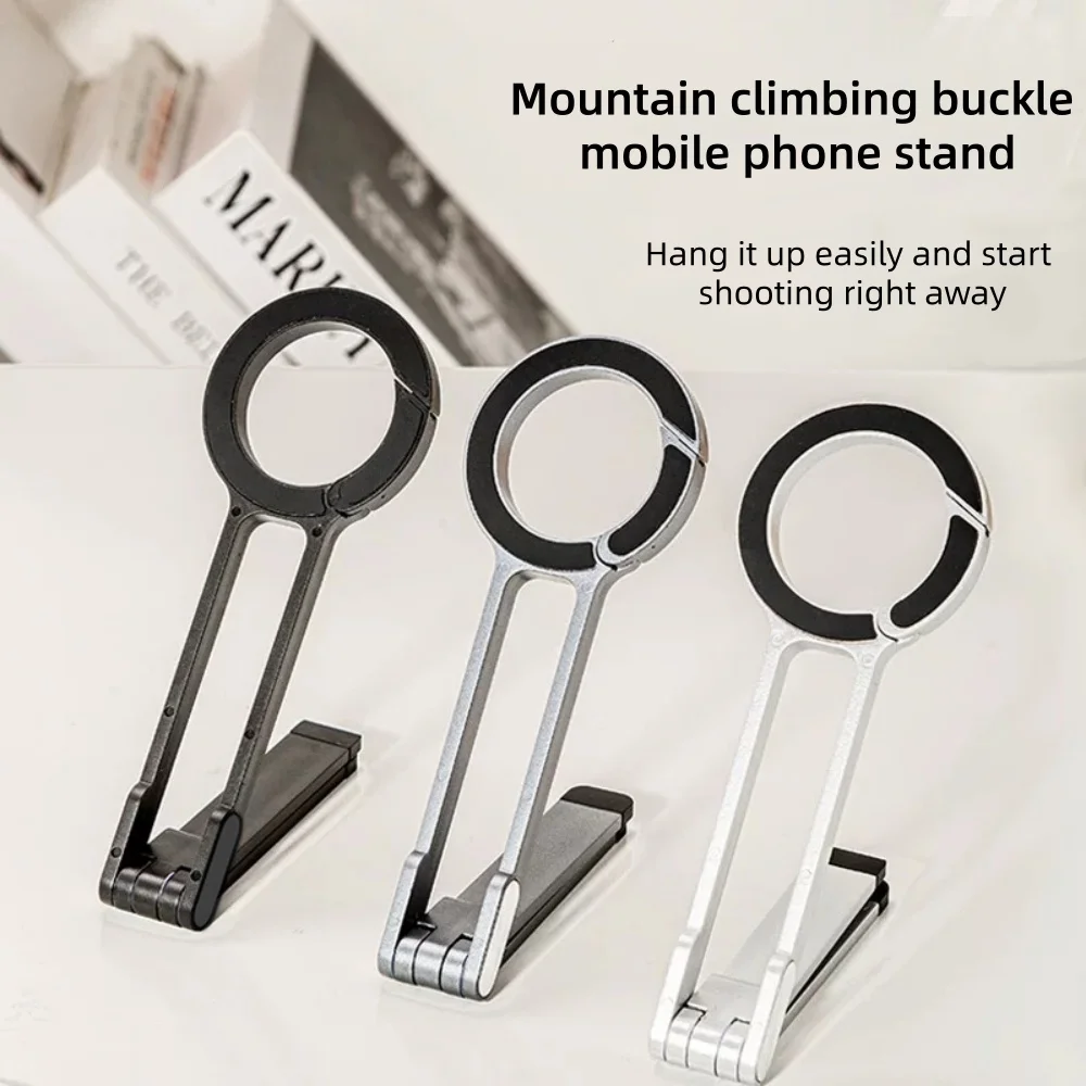 

Portable Foldable Desktop Phone Holder Adjustable Creative Carabiner Mount Stand For All Smartphone Magnetic Mobile Phone Tripod