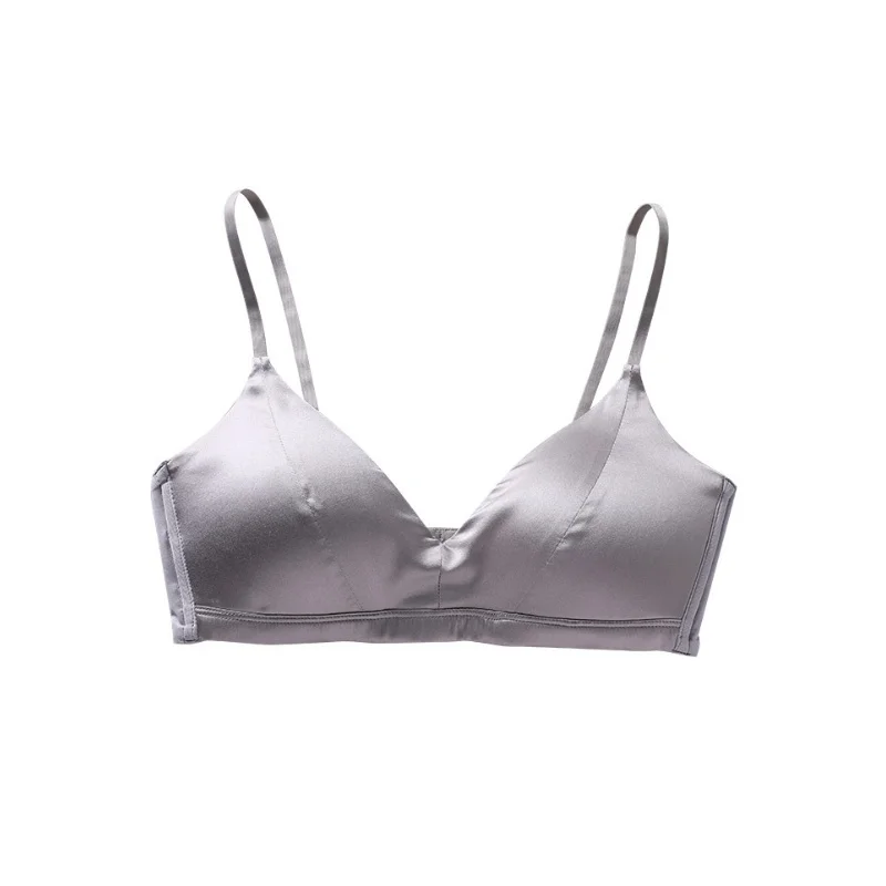 

Женский бюстгальтер из натурального шелка 93% весна-лето без косточек дышащий, однотонный, удобный, нижнее белье