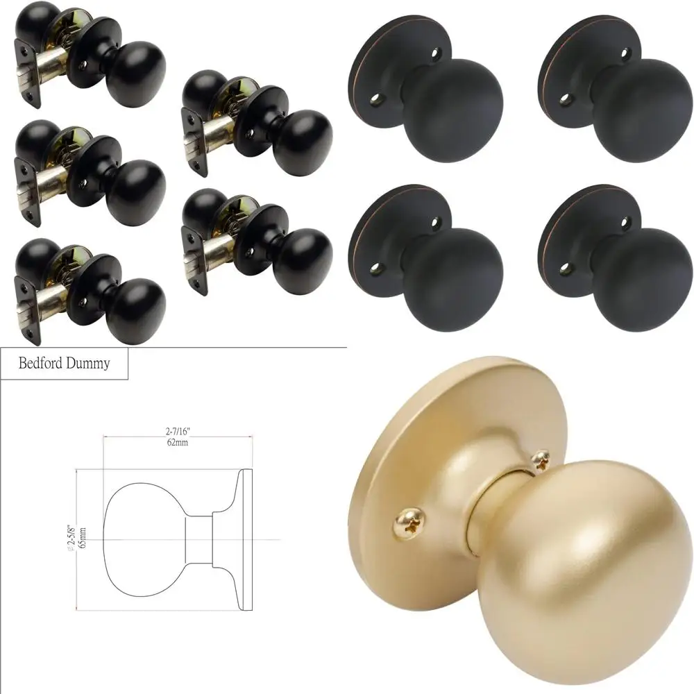 مجموعة مقابض أبواب الممر المستديرة باللون الأسود مكونة من 5 قطع للقاعة والخزانة، تصميم أنيق للأبواب الداخلية