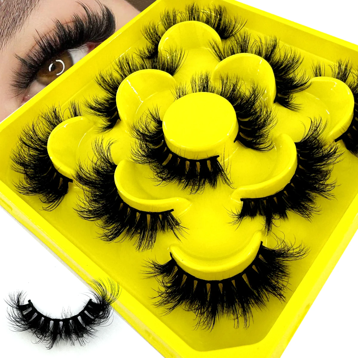 New 5 pairs of soft and fluffy 3D false eyelashes thick and hand curled natural biomimetic cat eyes fox eyes extended false