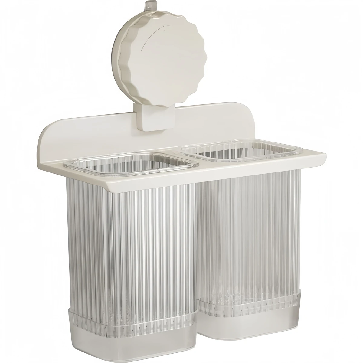 Kitchen Utensil Holder with Suction Cup for Wall Mounting Featuring Drainage Tray to Prevent Water Accumulation