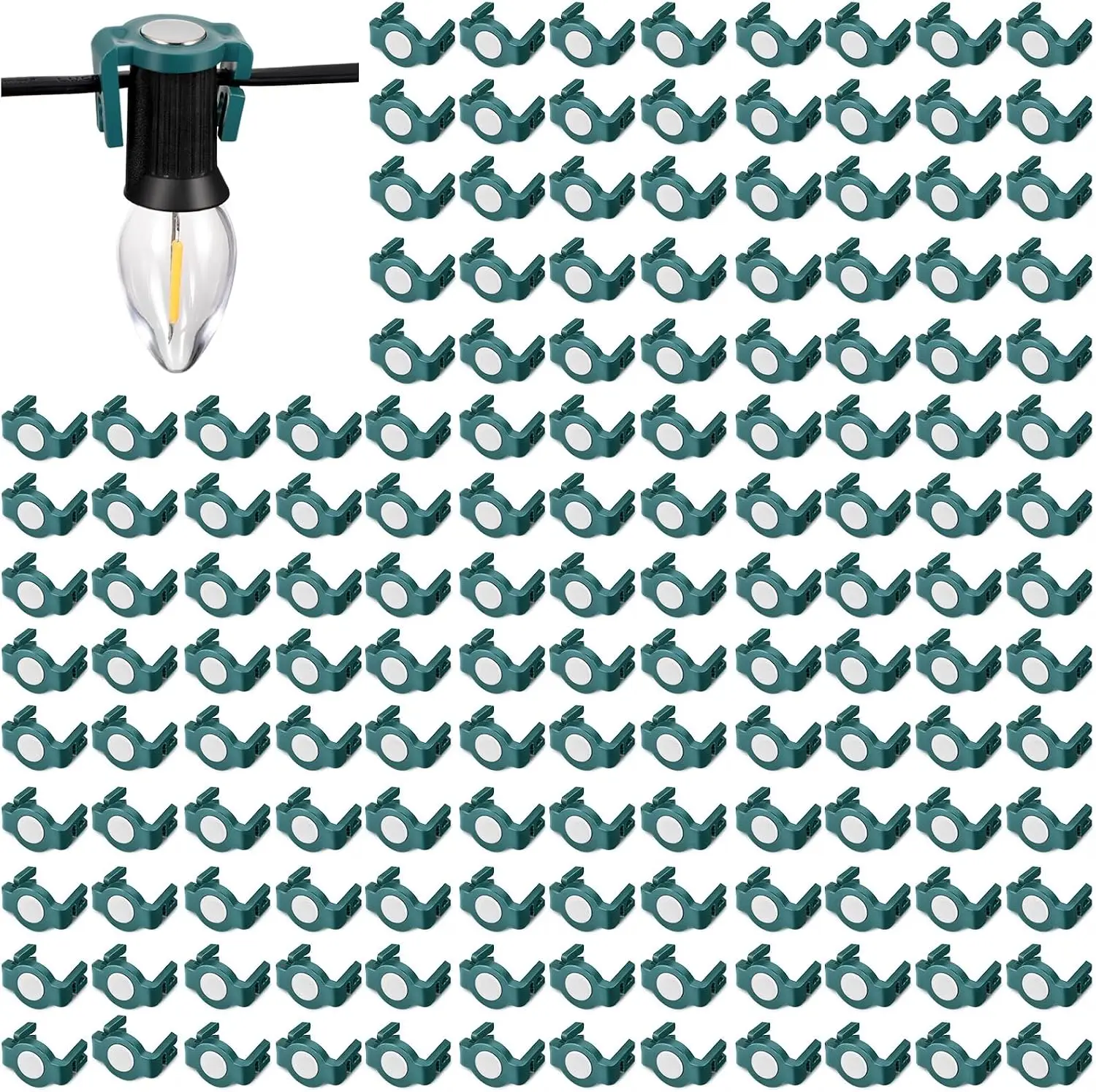 200 Pieces C9 Magnetic Christmas Light Clips Magnet Christmas Socket Clips Hooks for Sockets Roof Gutters Outside Patio