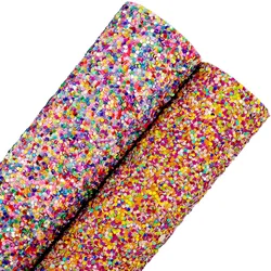 30x134cm Mix Red Yellow Purple Chunky Glitter Fabric With Felt Cloth Backing Leather Roll For Bows Earring Decoration  DT019