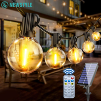 LED Solar Waterproof String Lights with Remote Controls Shatterproof Bulbs Dimmable Solar Garland String Lights for Patio Decor