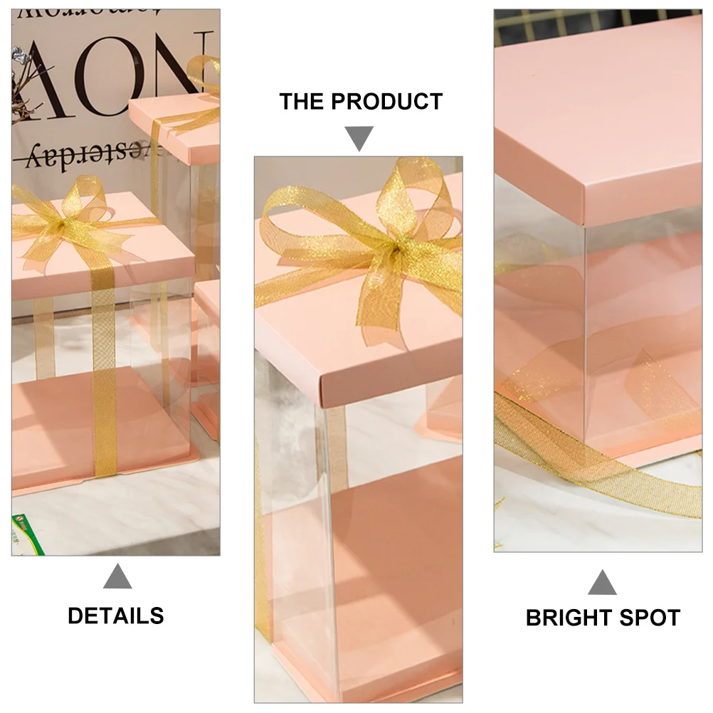 

5pcs Transparent Cake Boxes Durable Baking Container Leak-Proof For Birthday Holiday Travel Outdoor Picnic Wrapping Packing Case
