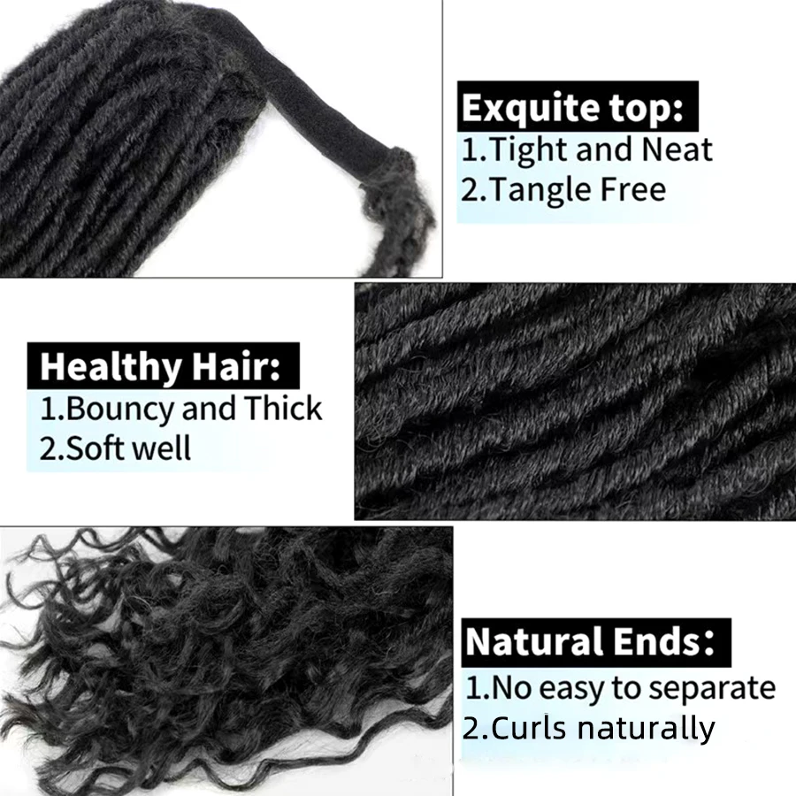 Clip In Dreadlock Ponytail Extensions Faux Locs Twisted Hairpiece for Black WomenGoddess Locs Wrap Around Synthetic Fake Pony Ha