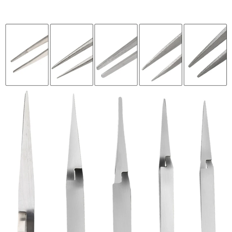 Non-Conductive High-precision Stainless Steel Reverse Solder Tweezers Anti-Magnetic Pointed Tips Tweezers Hand Tools Dropsale