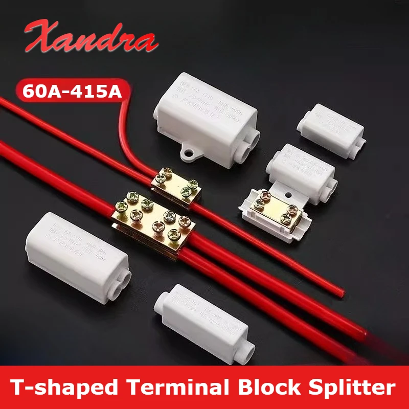 60A-415A T-type Copper-aluminum Transition Terminal Clamp Wire Clamp Continuous Line Branch High Power Plug Splitter Terminal