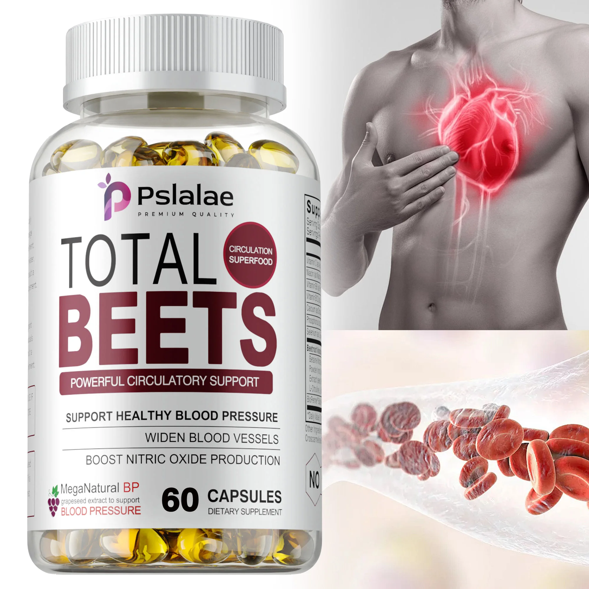 

Total Beet Capsules - Supports Heart Health, Circulation, Immune System and Digestive System - 60 Capsules