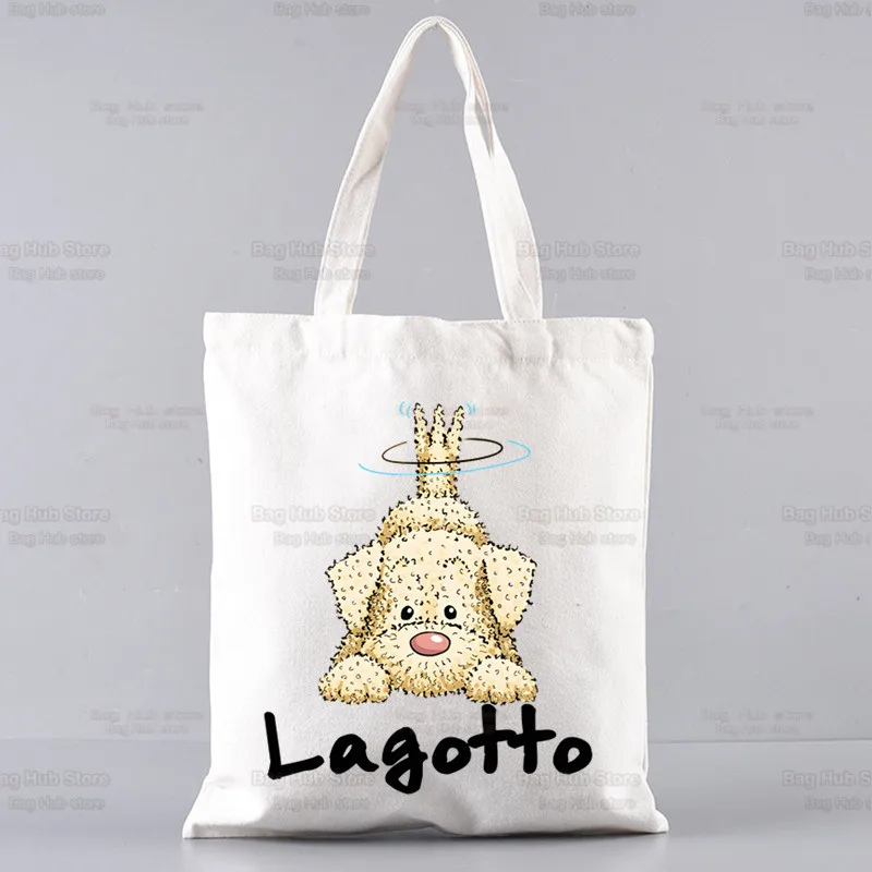 Life Is best with Lagotto حقيبة تسوق للنساء ، حقائب المتسوقين ، حقيبة ، Romagnolo ، كلب ، خبز إيطالي ، قماش ، حقيبة كتف ، حقيبة يد