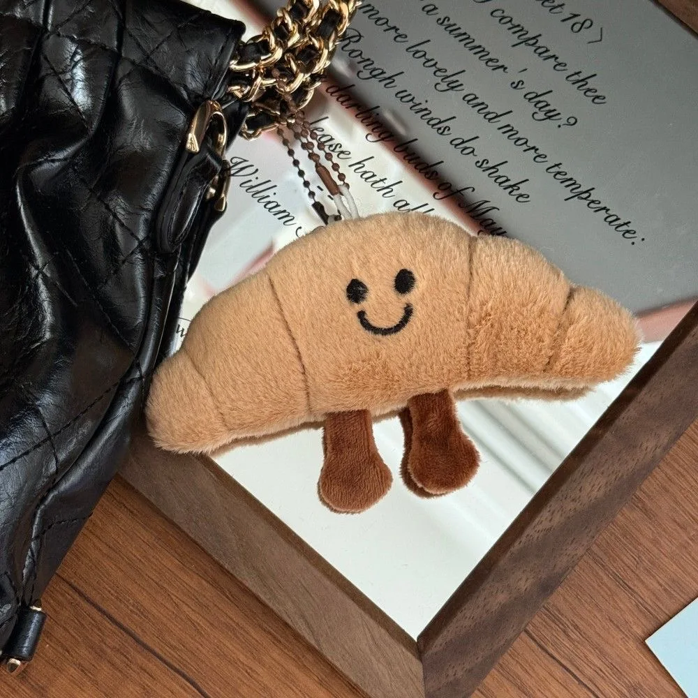 New Creative Plush Keychain Cartoon Baguette/Croissant Design for Car Keys Bag Charm Cute Girl Gift Pendant