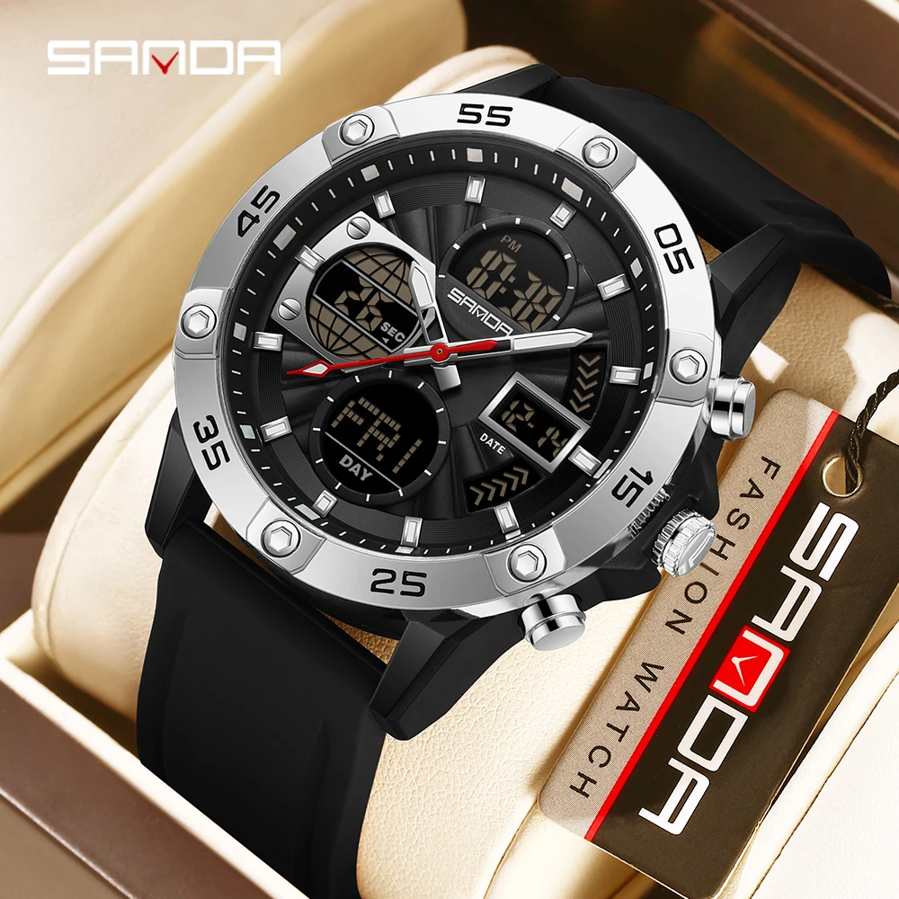 SANDA 6239 Luxury Brand Men's Military Watch Waterproof Tape Chronograph Sports Men's Fashion Quartz Watch