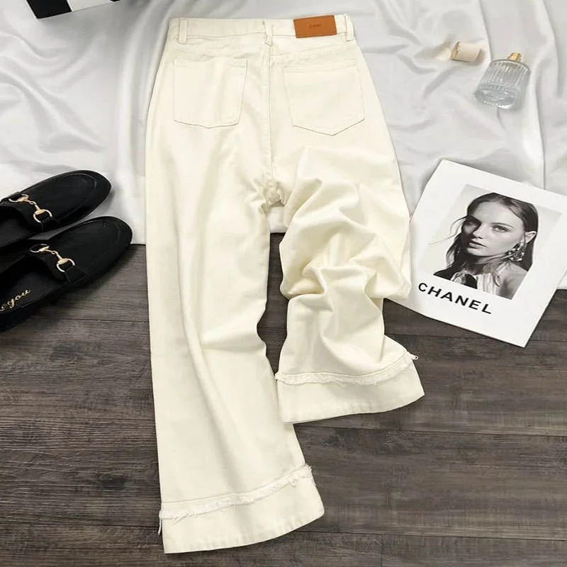 

Summer Thin Wide Leg Jeans Women's Loose Straight Cut Slimming High Waist Jeans Commute Style No Brand Registered Trademark