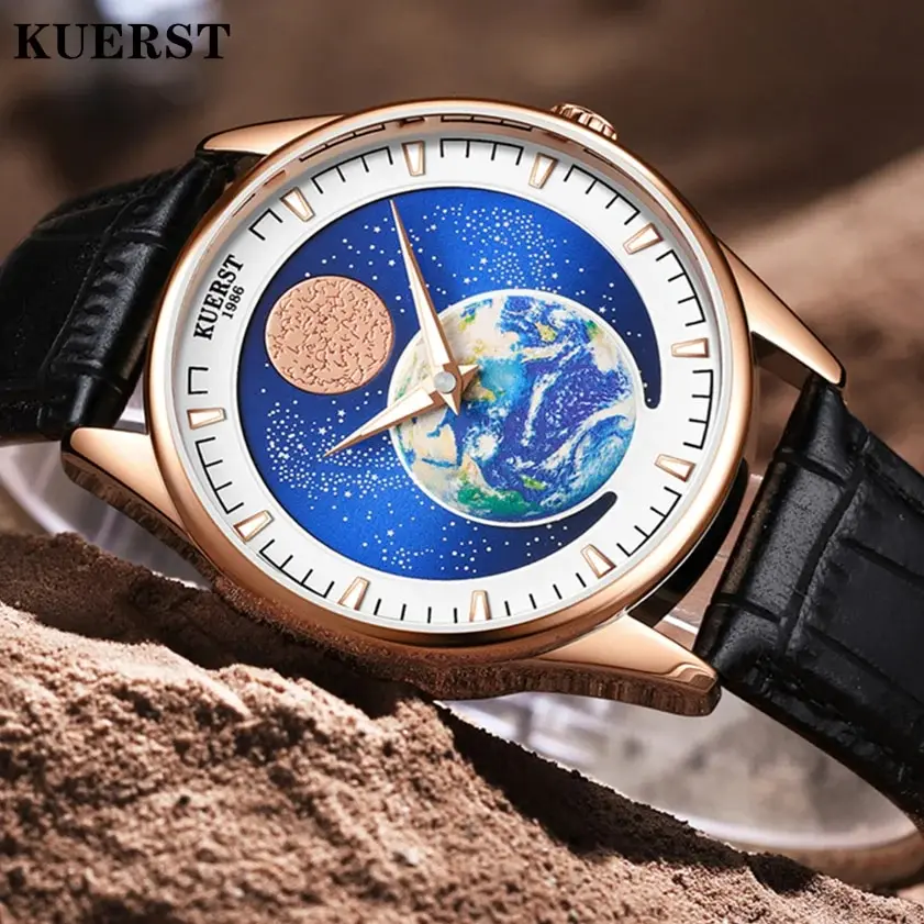 KUERST Star Moon Series Automático Mecânico Impermeável Men S Star Chen Luminous Leisure Fashion Watch