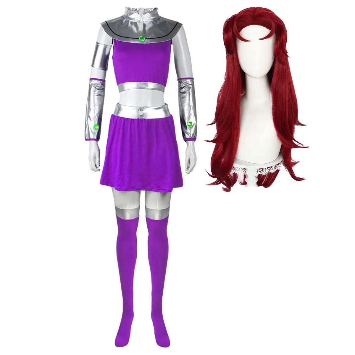 

Halloween Women Anime Teen Titans Starfire Purple Costume Or Wig