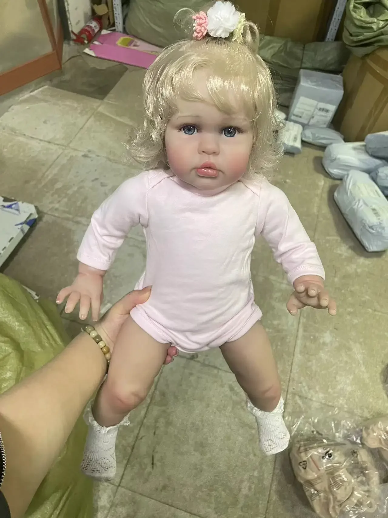 

Ellie Baby 24Inch Reborn Toddler Newborn Doll Princess Girl Lifelike Soft Touch 3D Skin Art Doll with Hand Root Hair