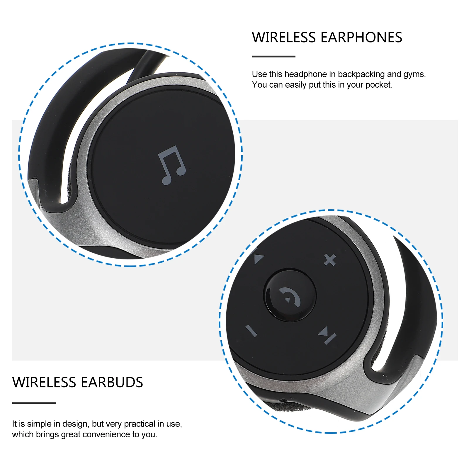 

Wireless Ergonomic Design Sport Ear-hook Earbuds Black Microphone Ear Hook Wireless Headphones Gym Outdoor Portable