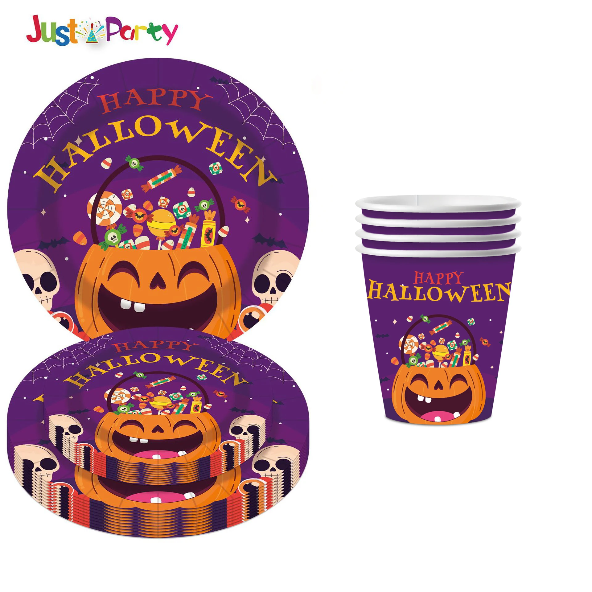 10pcs Halloween theme Disposable Paper Plate,cup Disposable Party Tableware, Bone Spitting Plate, Picnic Plate Halloween gift