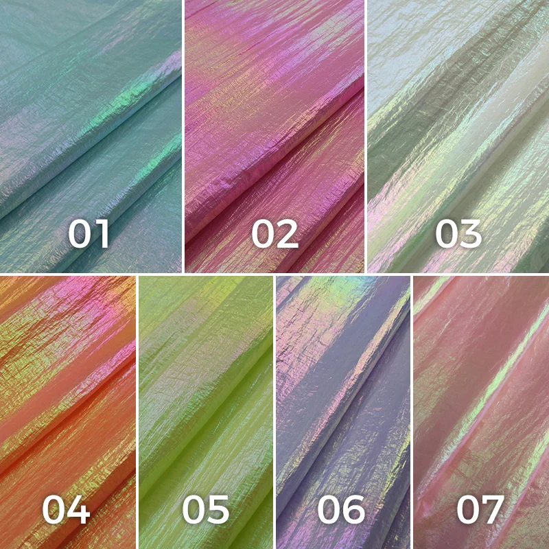 100*150cm Nylon Pearlescent Fabric Waterproof Downproof Laser Symphony Colorful Gradient Fabric For Sewing Down Jacket Garments