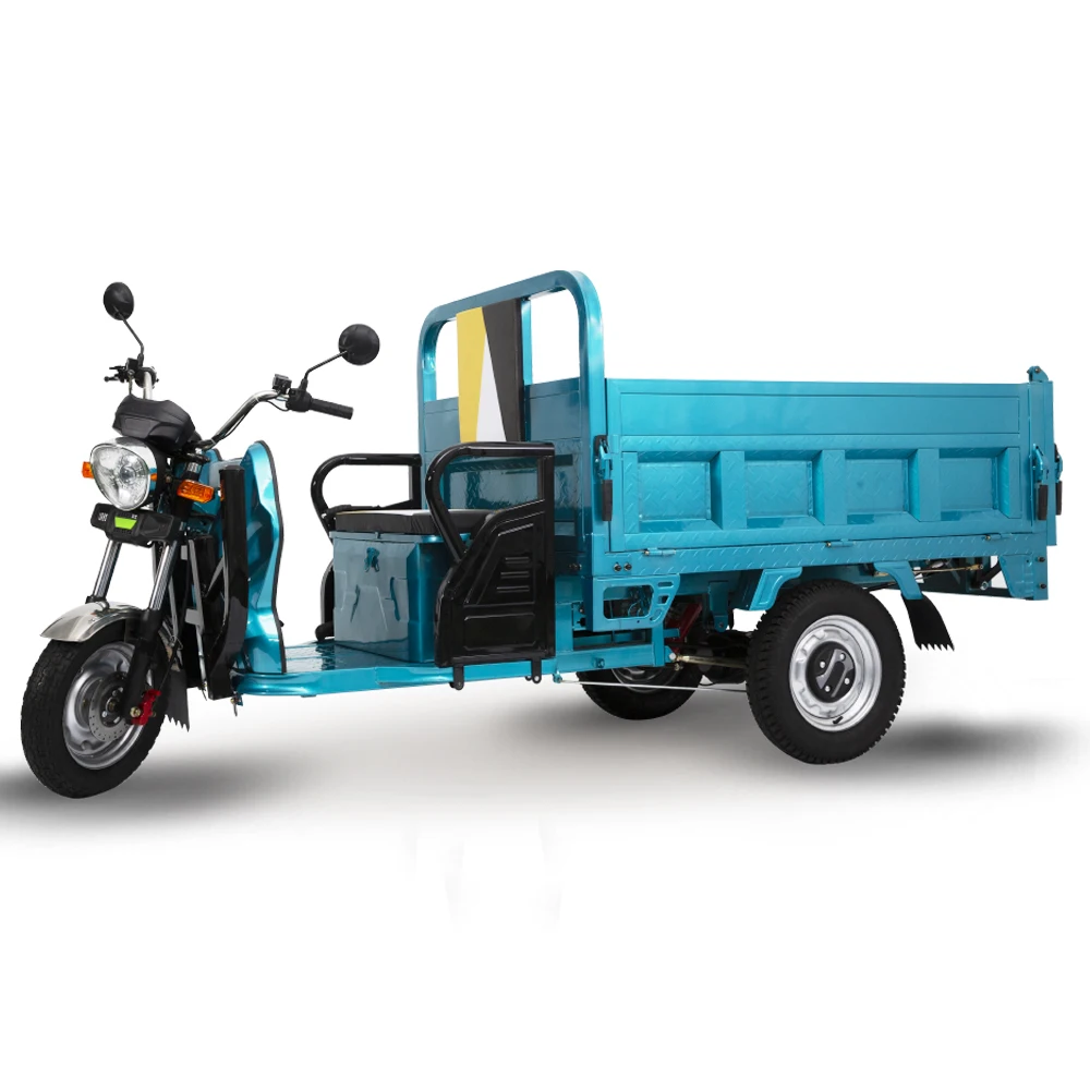 Electric Tricycles 3-Wheel Electric Cargo Bike with Automatic Lifting Hydraulic Rod Front Disc + Rear Drum Brake