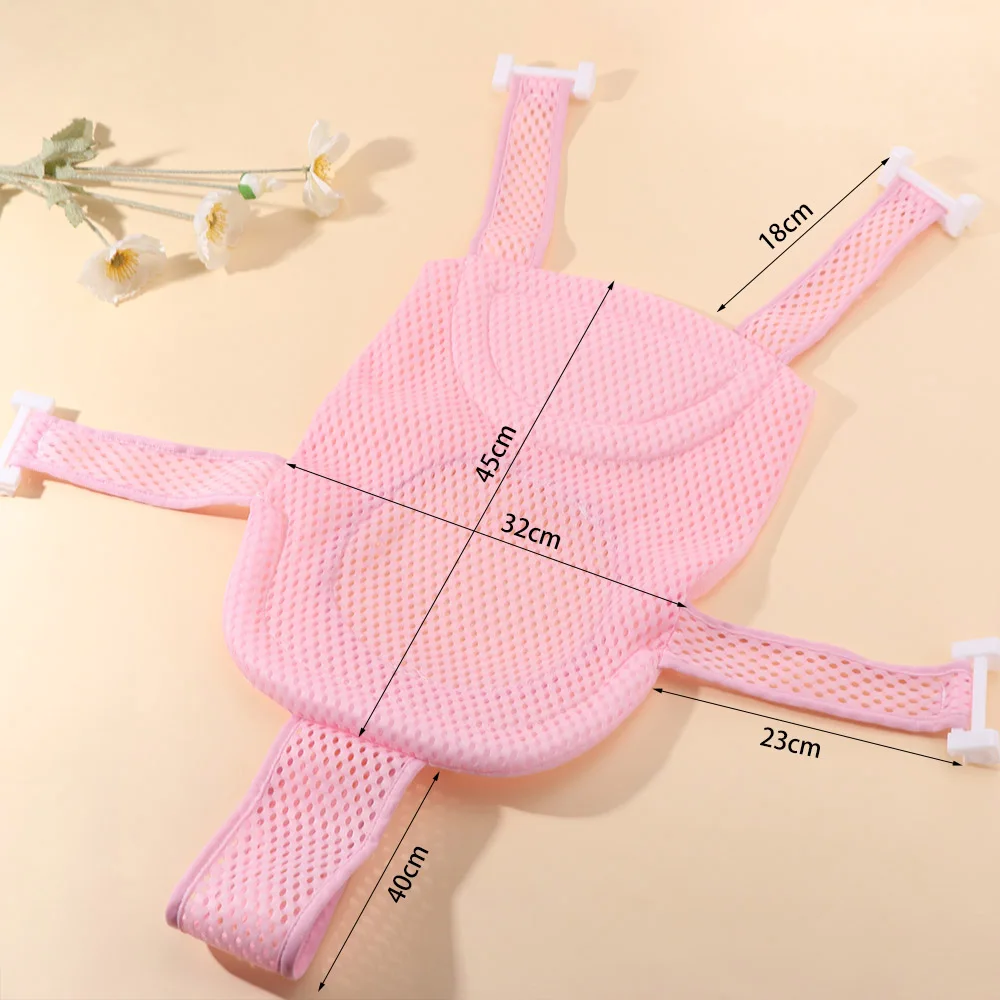 Image 4: Filet de bain confortable et réglable pour bébé, antidérapant, en forme de croix, support de baignoire, coussin de douche pour nouveau-né, tapis de soin pour bébé