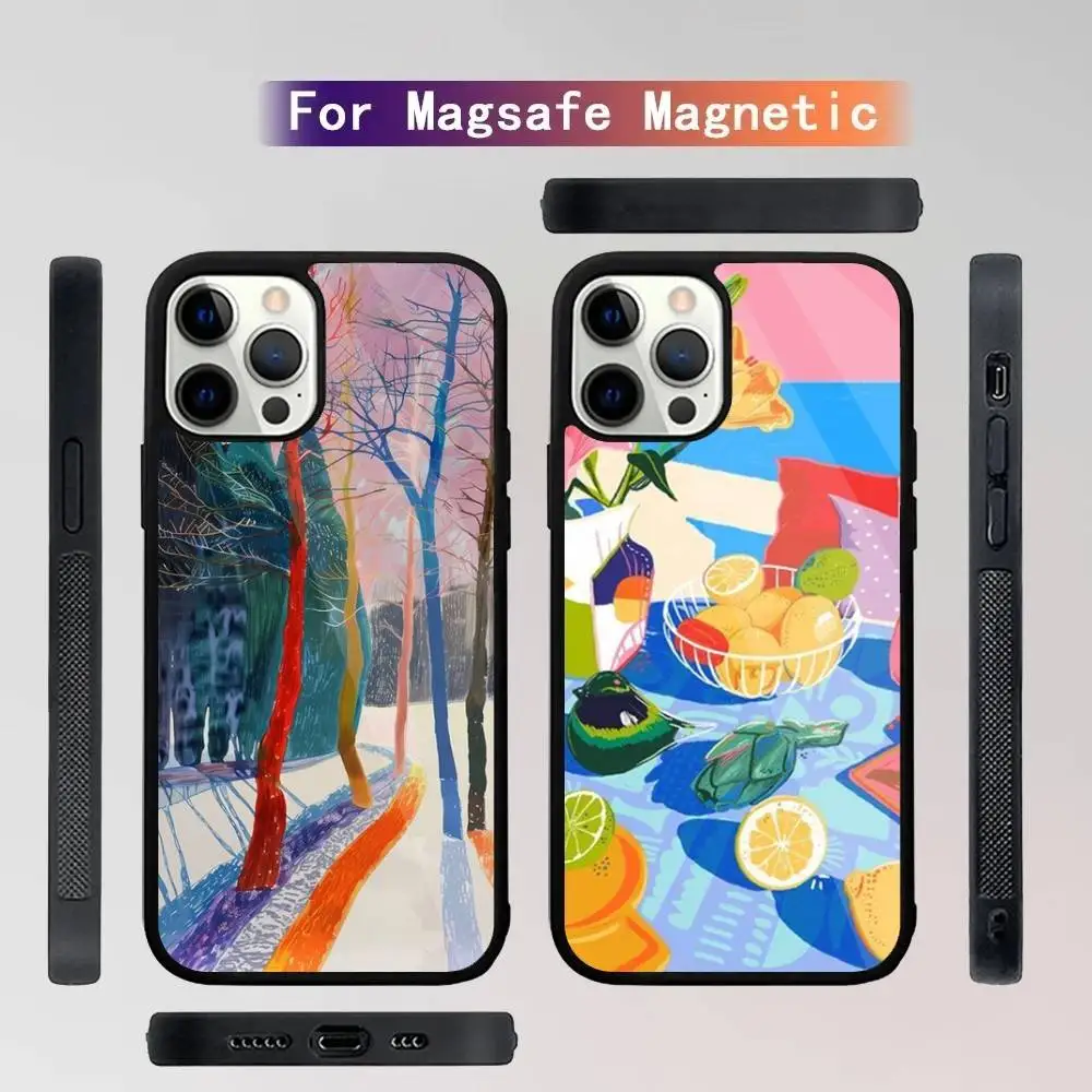 

Art D-David H-Hockney Phone Case For iPhone 16,15,14,13,12,11,Plus,Pro,Max Mini Magsafe Magnetic Wireless Charging