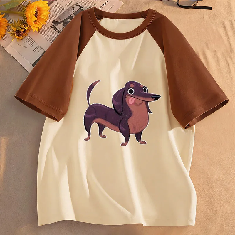 Modische Dackel-Hunde-T-Shirts mit Lustigen Tiermotiven für Kinder, Kurzarm-T-Shirt für Jungen und Mädchen, Sommer- und Frühlings-Freizeitoberteil