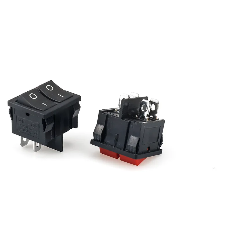 Ship type switch KCD5 with light led double boat type square power switch 4 pin two or three gear warping plate double cover but