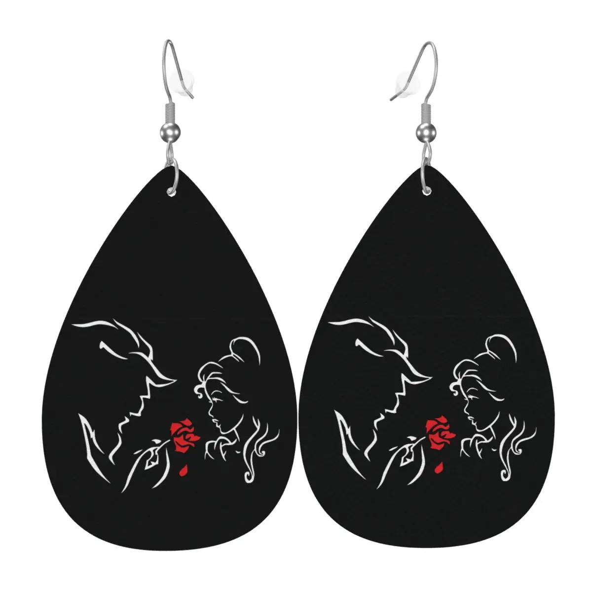 

Серьги-подвески из кожи с изображением Красавицы и Чудовища, модные, для женщин, для вечеринок