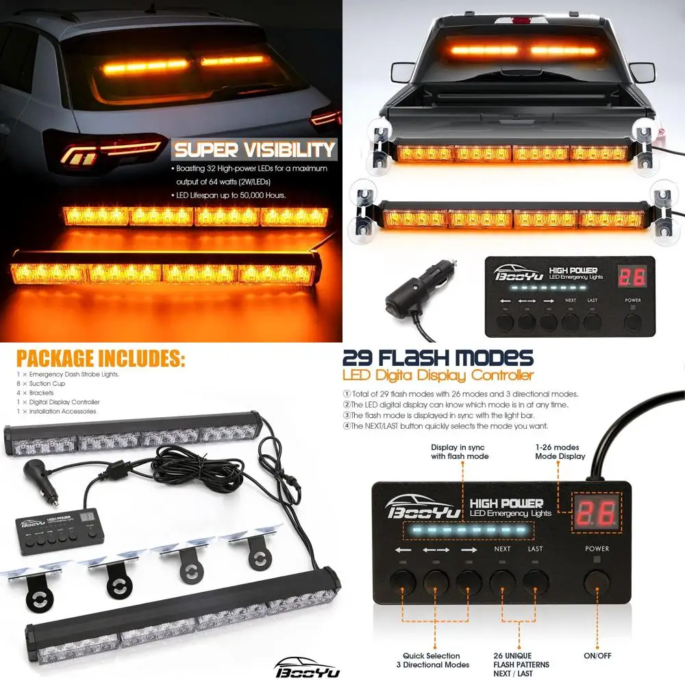 

Amber LED Emergency Strobe Light Bar with Digital Display for Firefighter and Police Vehicle Safety