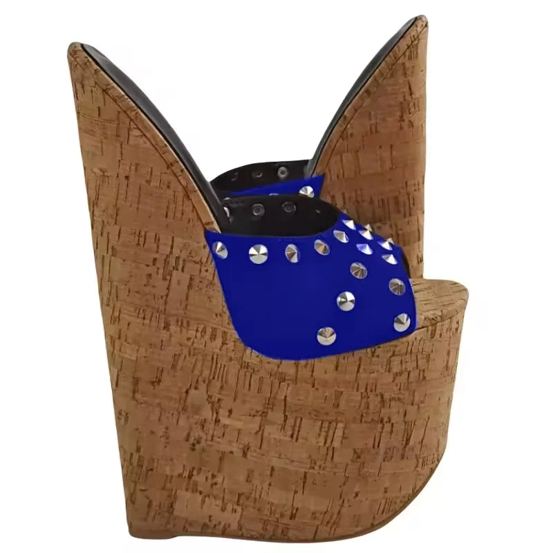 DIZHUANG shoes Fashionable women\'s high-heeled slippers. Approximately 25 cm heel height. Wedges slippers. Open toed slippers.