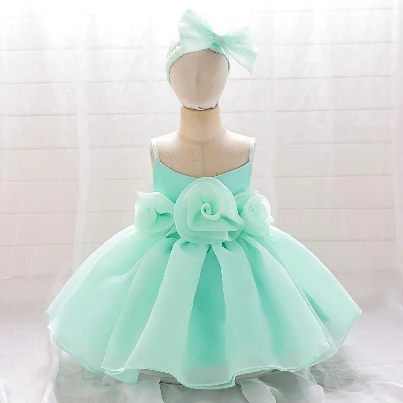 New Children's 3D Flower Girl's Dress Princess Host Performance Events Dresses Wedding Party Ball Gown