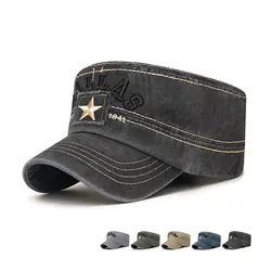 Spring and Autumn New Patch Three-Dimensional Embroidery Flat Cap Washed Cotton Fabric Sweat Absorbent and Breathable Hat