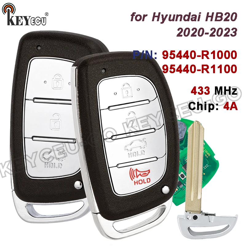 

KEYECU 433MHz 4A Chip P/N: 95440-R1000, 95440-R1100 for Hyundai HB20 2020 2021 2022 2023 Proximity Smart Keyless Remote Key
