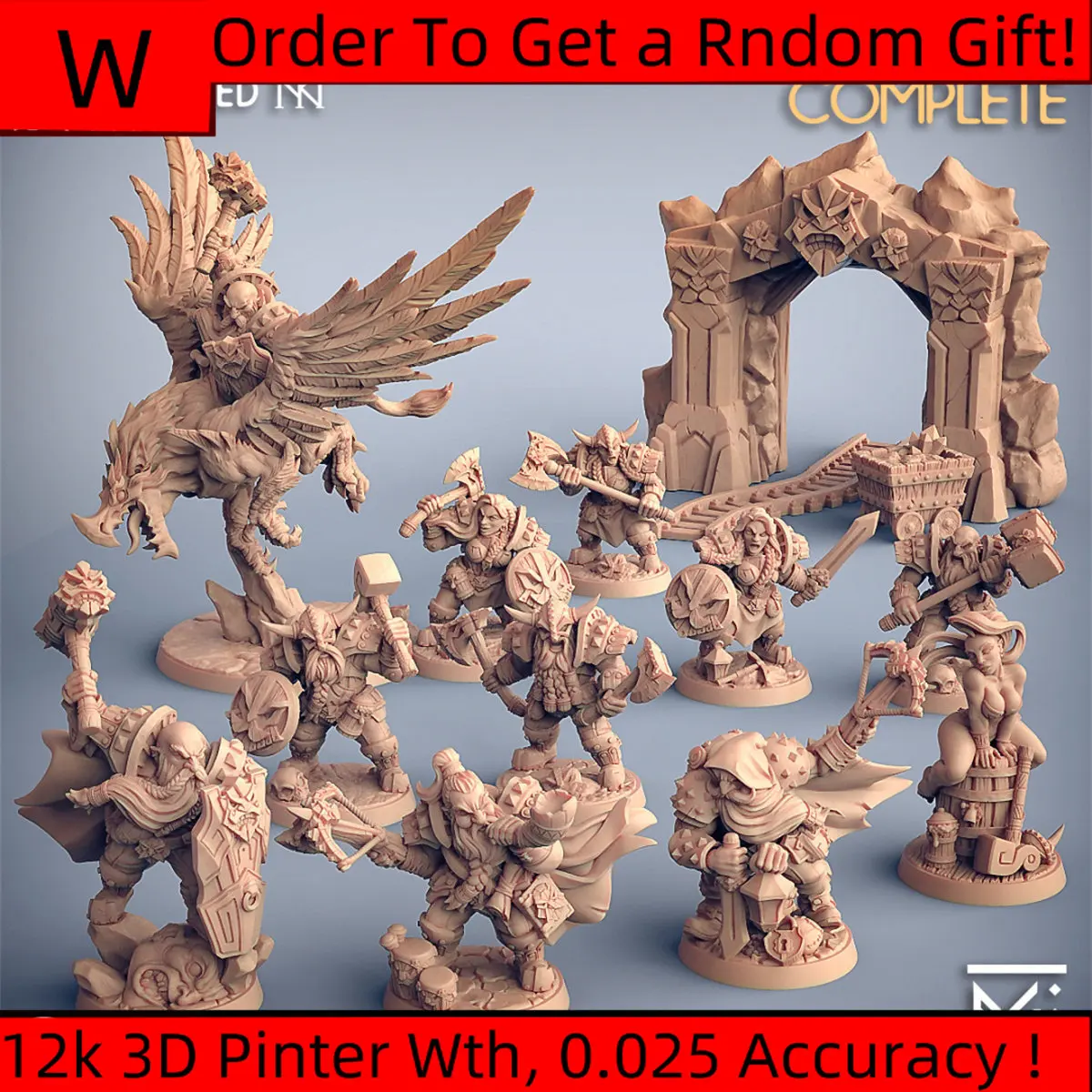 Model mikroskopik cetak 3D 【 kurcacat】 Griffon Lord Defender Minstrel Warrior Dnd papan permainan potong Model